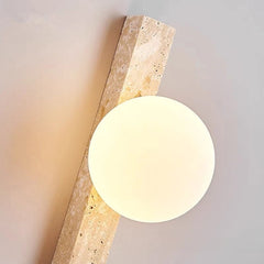 Modern Travertine Stone Pillar Globe Wall Sconce Light Fixture 60