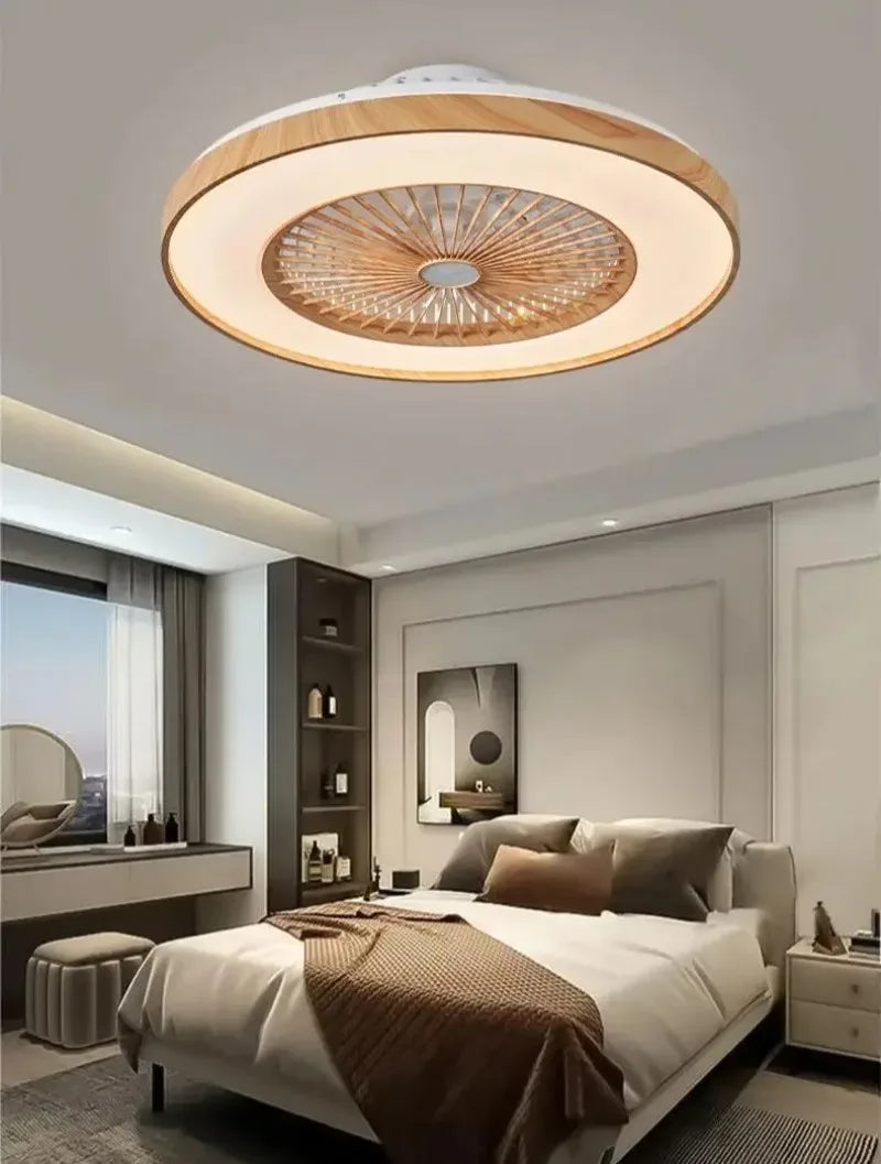 Modern bedroom with a ceiling light fixture