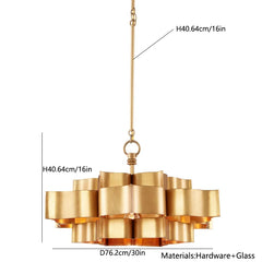 Gold Petal Wave Semi-Flush Mount Ceiling Light Fixture Warm Brass