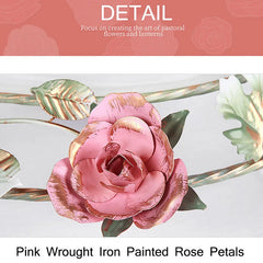 Pink Rose Bud Metal Semi-Flush Ceiling Light with Frosted Glass Shade