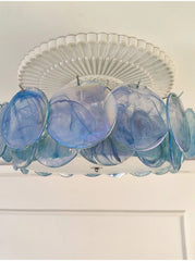 White Glass Floral Flush Mount Ceiling Light Chrome Brass Finish