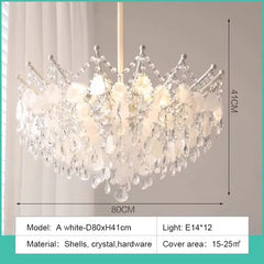 Gold Crystal Cascade Chandelier with Shell Accents
