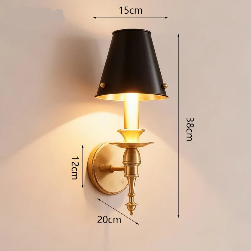 Wall-mounted lamp with dimensions indicated on a plain background