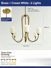 Brushed Gold Tulip Glass Chandelier Pendant Light