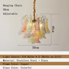 Gold Floral Bell Shaped Glass Chandelier Pendant Light