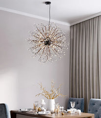 Starburst Pendant Light with Colorful Ceramic Flower Accents