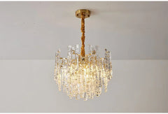 Glass Tube Chandelier with Amber and Clear Accents