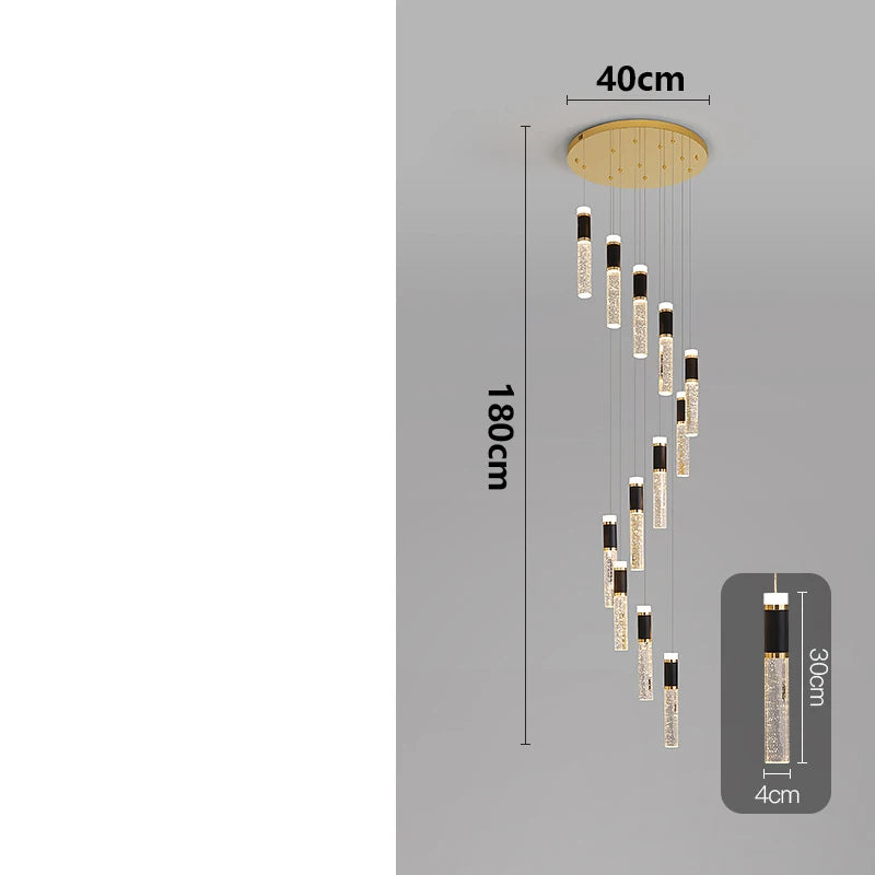 Chandelier with dimensions labeled on a gray background
