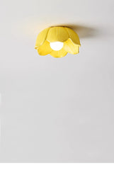 Pink Yellow Ceramic Flower Semi-Flush Ceiling Light
