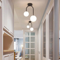 Gold Arch Dual Globe Semi-Flush Mount Ceiling Light Fixture