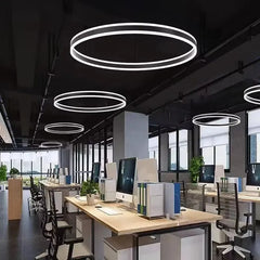 Modern Gold Ring LED Pendant Light with Integrated Illumination