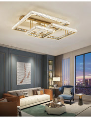 Gold Crystal Geometric Flush Mount Ceiling Light