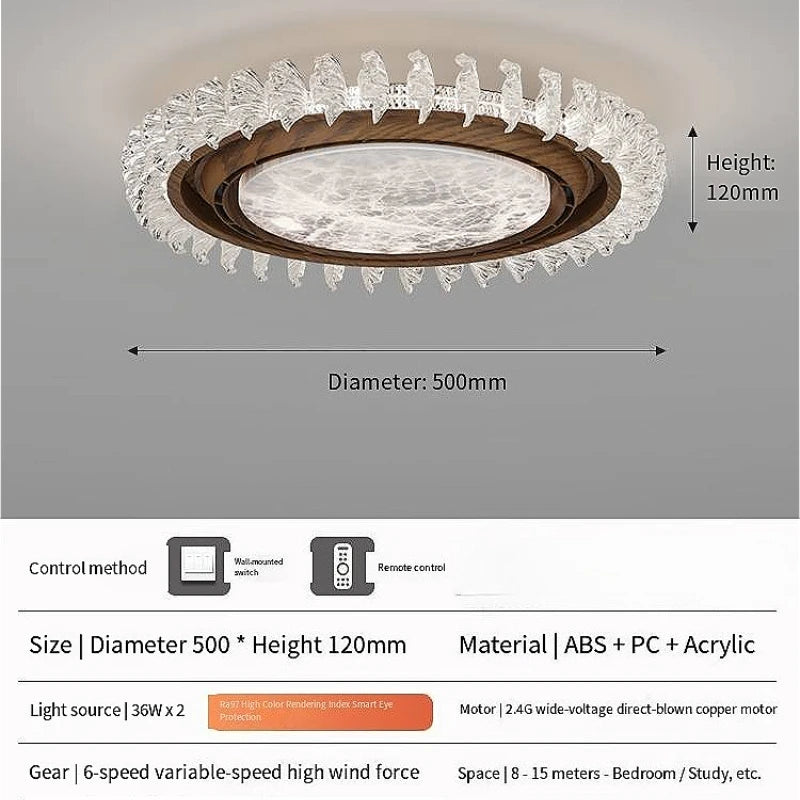 Ceiling light fixture with dimensions and features on a gray background