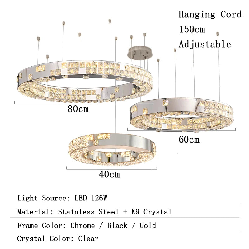 Chandelier with dimensions and specifications on a white background