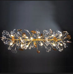 Gold Branch Crystal Leaf Chandelier with Amber Accents