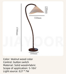 Floor lamp with measurements on a light beige background