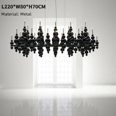Black Globe Cluster Pendant Light with Polished Metal Frame