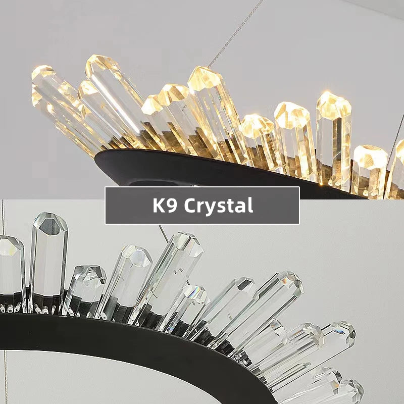 Chandelier with K9 Crystal label on a gray background