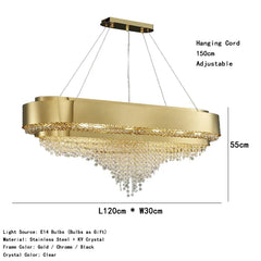 Tiered Crystal Waterfall Chandelier with Gold Finish Metal Frame