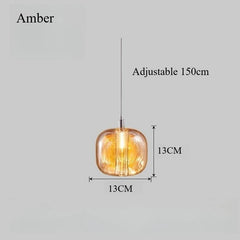 Smoked Gray Amber Clear Crystal Ball Pendant Light