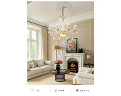 Gold Crystal Candelabra Chandelier With Faceted Crystal Accents