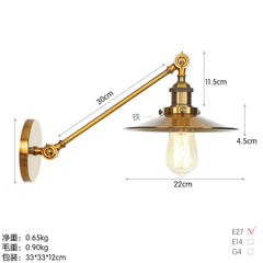 Brushed Gold Industrial Cone Shade Wall Sconce Light