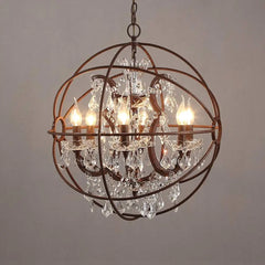 Decorative chandelier with crystal accents on a plain background