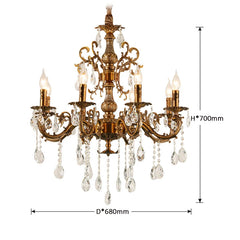 Coppery Multi-Arm Crystal Chandelier