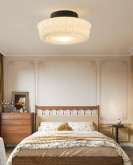 White Frosted Glass Drum Semi-Flush Ceiling Light