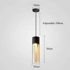 Glass Industrial Style Pendant Light with Ribbed Shade