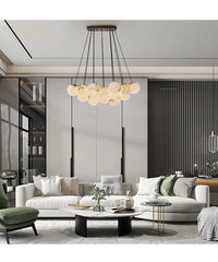 Gold Marble Bubble Cluster Pendant Light Fixture with Suspended Globes