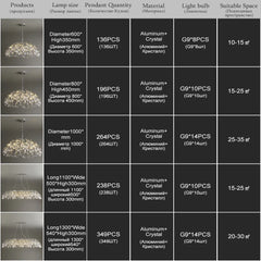 Modern Crystal Waterfall Chandelier Pendant Light with Cascading Drops