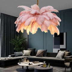 Feather Pendant Light Gold Finish Tiered Design