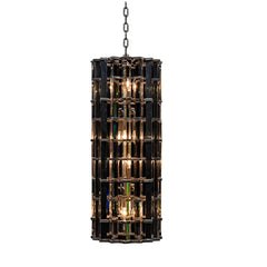 Gold Crystal Prism Faceted Pendant Chandelier with Chain