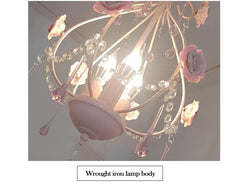 Pink Rose Crystal Chandelier Multi-Arm Pendant Light