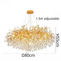 Gold Crystal Cascade Chandelier Surface Mount Light