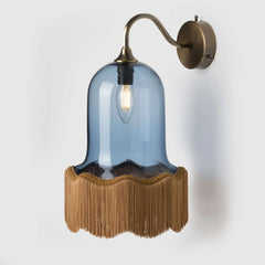 Brass Bell Shade Wall Sconce with Tassel Accent Lighting