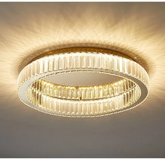 Gold Ring Crystal Ceiling Chandelier Flush Mount Light