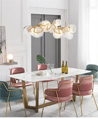 Gold Wave Chandelier with Clear Glass Disc Shades and Brass Accents