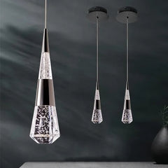 Gold Crystal Teardrop Pendant Light Fixture, Dimmable Remote Control
