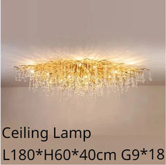Gold Crystal Cascade Chandelier Surface Mount Light