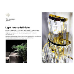 Gold Crystal Spiral Wall Sconce with Modern Brass Frame