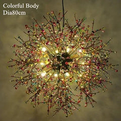 Starburst Pendant Light with Colorful Ceramic Flower Accents