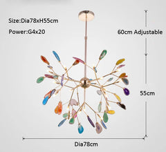 Gold Branch Sputnik Chandelier with Blue Agate Slices