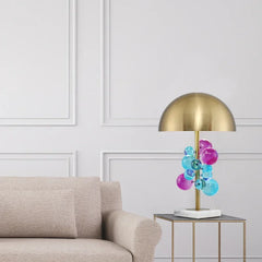Gold Crystal Globe Cluster Table Lamp with Marble Base