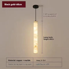 Marble Cylinder Pendant Light with Natural Stone Accent