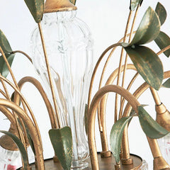 Gold Floral Crystal Chandelier Semi-Flush Ceiling Light