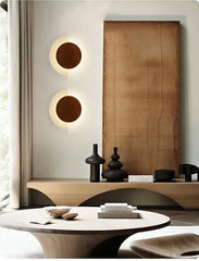 Modern Wood and Stone Arc Wall Sconce with Warm LED Glow