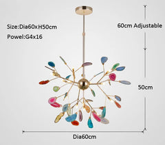 Gold Branch Sputnik Chandelier with Blue Agate Slices