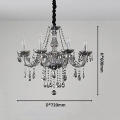 Smoke Gray Multi-Arm Crystal Chandelier for Living Room